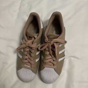 Tan Adidas Super Stars